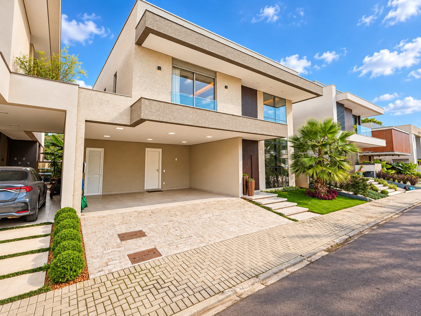 Fachada de casa com garagem